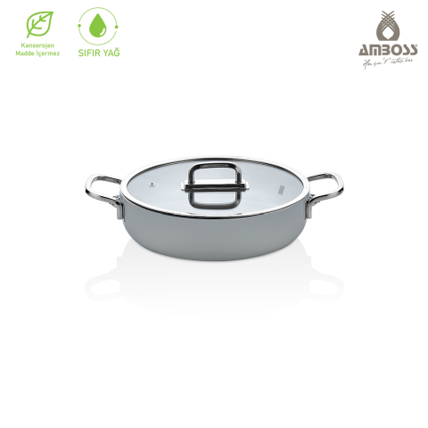 Amboss Sera Nova Seramik Yanmaz Yapışmaz Basık Tencere 30 cm – Gri
