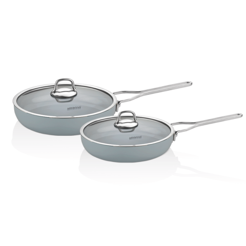 Amboss 4 Parça Sera Nova Single Yanmaz Yapışmaz Seramik Tava Seti Gri