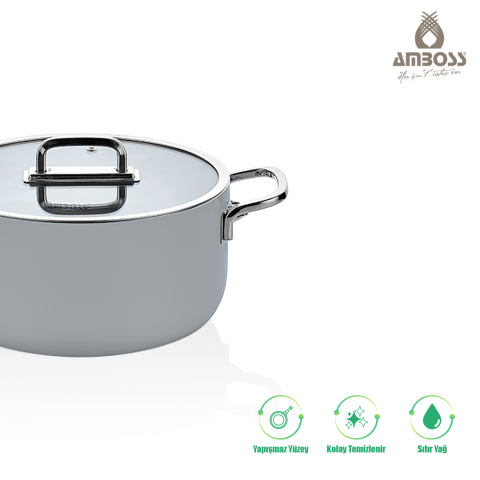 Amboss Sera Nova Mix 7 Parça Seramik Tencere Tava Sahan Seti – Gri