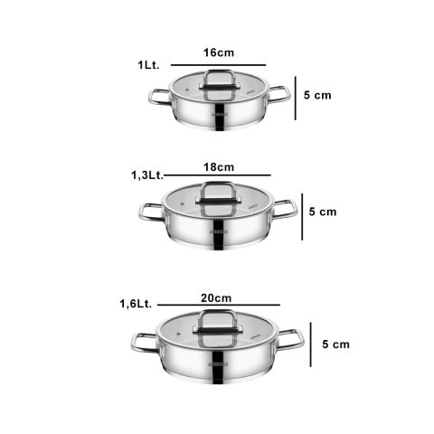 Amboss Nova 6 Parça Paslanmaz Çelik Cam Kapaklı Sahan Seti