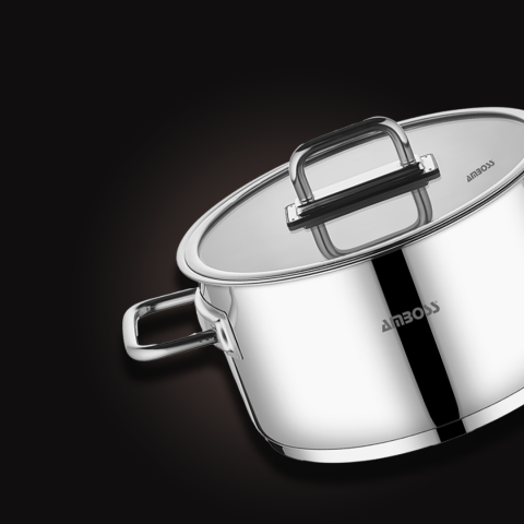 Amboss Nova 6 Parça Paslanmaz Çelik Cam Kapaklı Tencere Seti