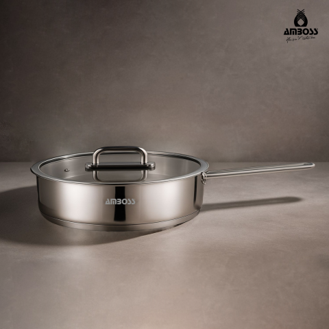 Amboss Nova Paslanmaz Çelik Cam Kapaklı Tava 22x5 cm