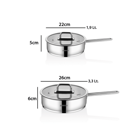 Amboss Nova 4 Parça Paslanmaz Çelik Cam Kapaklı Tava 22-26 cm