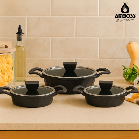 Amboss Vento 6 Parça Yanmaz Yapışmaz Titanyum Kaplama Sahan Seti 18-20-22 cm