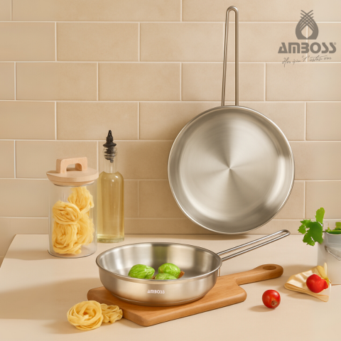 Amboss Lion 2 Parça Kapaksız Çelik Tava Seti