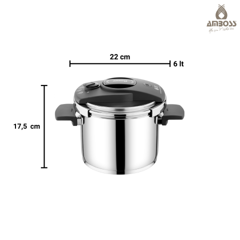 Amboss Cook Master 7 Parça Çok Fonksiyonlu Paslanmaz Çelik Buharlı Düdüklü Tencere Seti