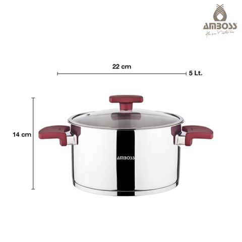 Amboss Cook Master 7 Parça Çok Fonksiyonlu Paslanmaz Çelik Buharlı Düdüklü Tencere Seti ( Kırmızı)