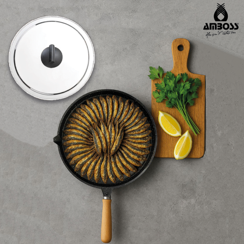 Amboss Fisher Kapaklı Döküm Granit Balık Tavası