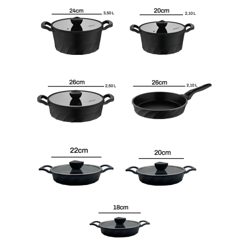 Amboss Elegance 17 Parça Döküm Tencere Tava Sahan Çeyiz Seti