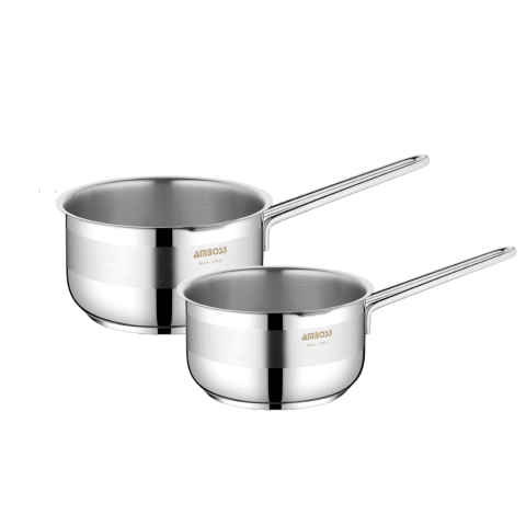 Amboss 2 Parça Paslanmaz Çelik 16-18 cm Mama Seti Kapaksız Sütlük