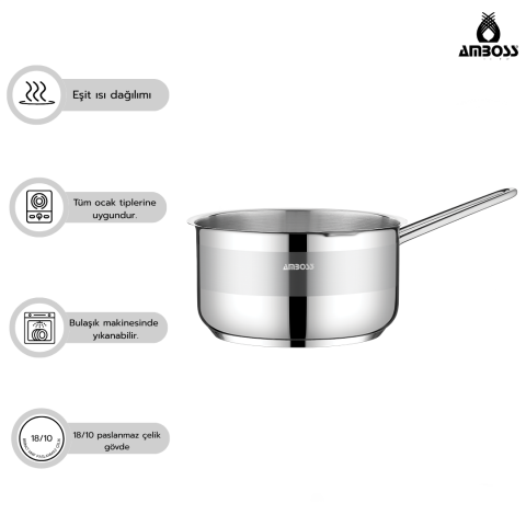 Amboss Saphire Paslanmaz Çelik Tüm Ocaklara Uygun 18 Cm Sosluk Sütlük