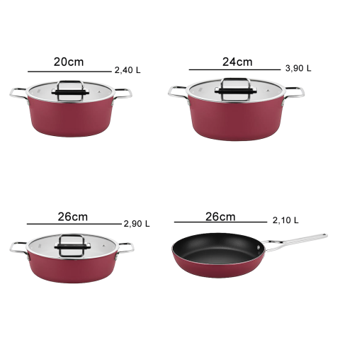 Amboss Anyolin 7 Parça Titanyum Kaplama Tencere Tava Seti (Bordo)