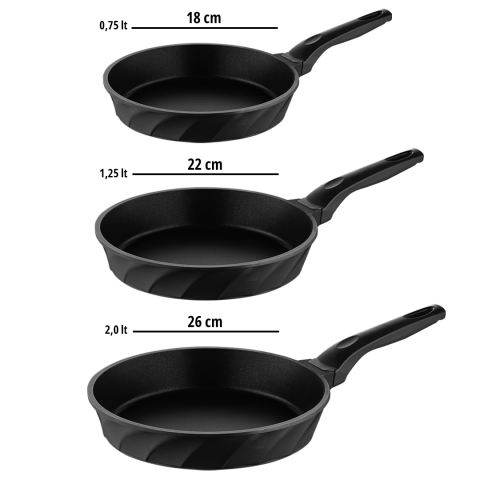 Amboss Vento 9 Parça Döküm Tava Sahan Seti (Siyah)