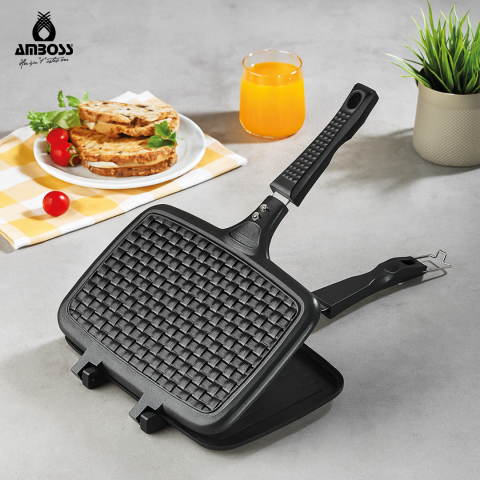 Amboss Vento Döküm Ocak Üstü Tost Makinesi – Siyah