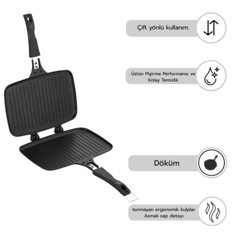 Amboss Vento Döküm Ocak Üstü Tost Makinesi – Siyah