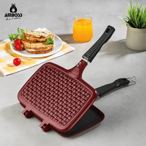 Amboss Vento Döküm Ocak Üstü Tost Makinesi – Kırmızı