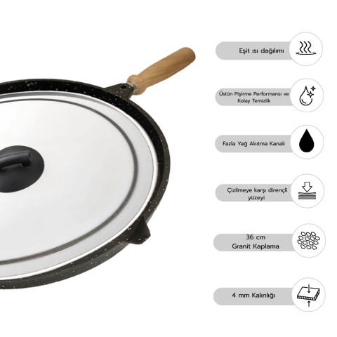 Amboss Vento Döküm 36 cm Kapaklı Balık Tavası