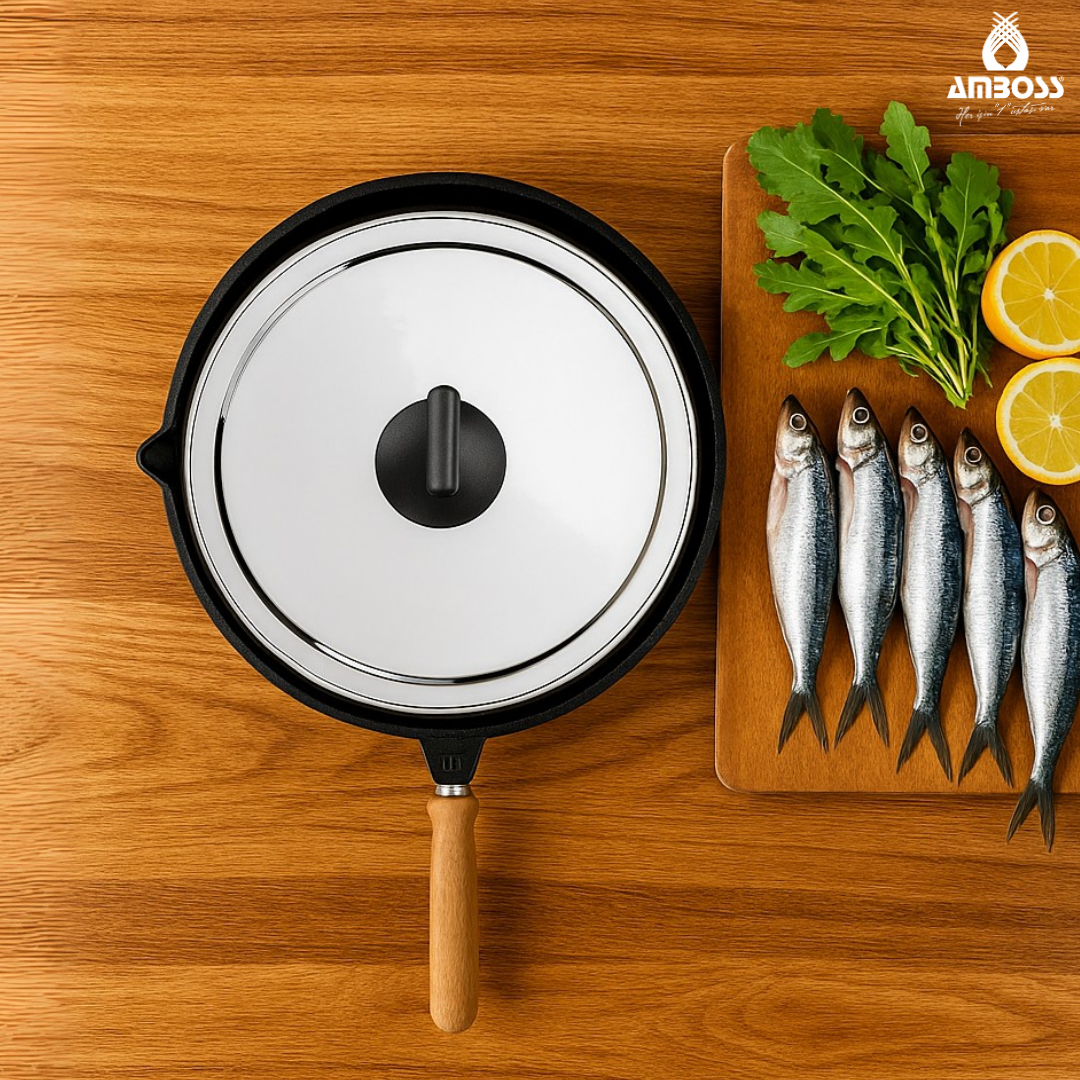 Amboss Vento Döküm 36 cm Kapaklı Balık Tavası