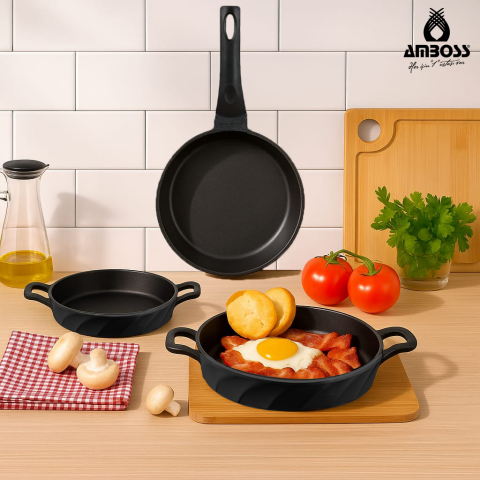 Amboss Vento 3 Parça Döküm 26 cm Tava 18-20 cm Sahan Seti