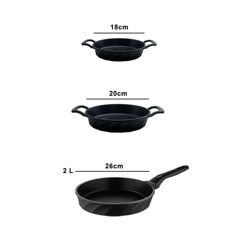 Amboss Vento 3 Parça Döküm 26 cm Tava 18-20 cm Sahan Seti