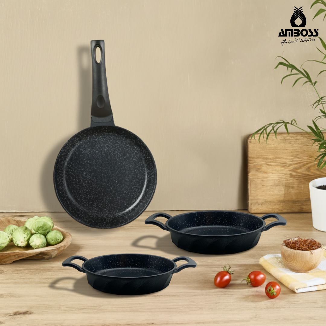 Amboss Vento 3 Parça Döküm 26 cm Tava 18-20 cm Sahan Seti