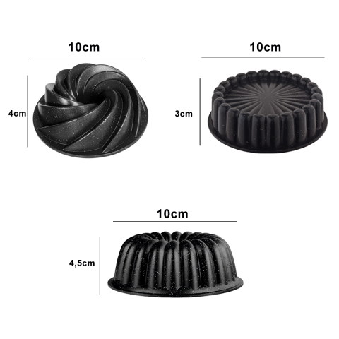 Amboss Mini Trio Döküm 3 Parça Mini Kek Kalıbı