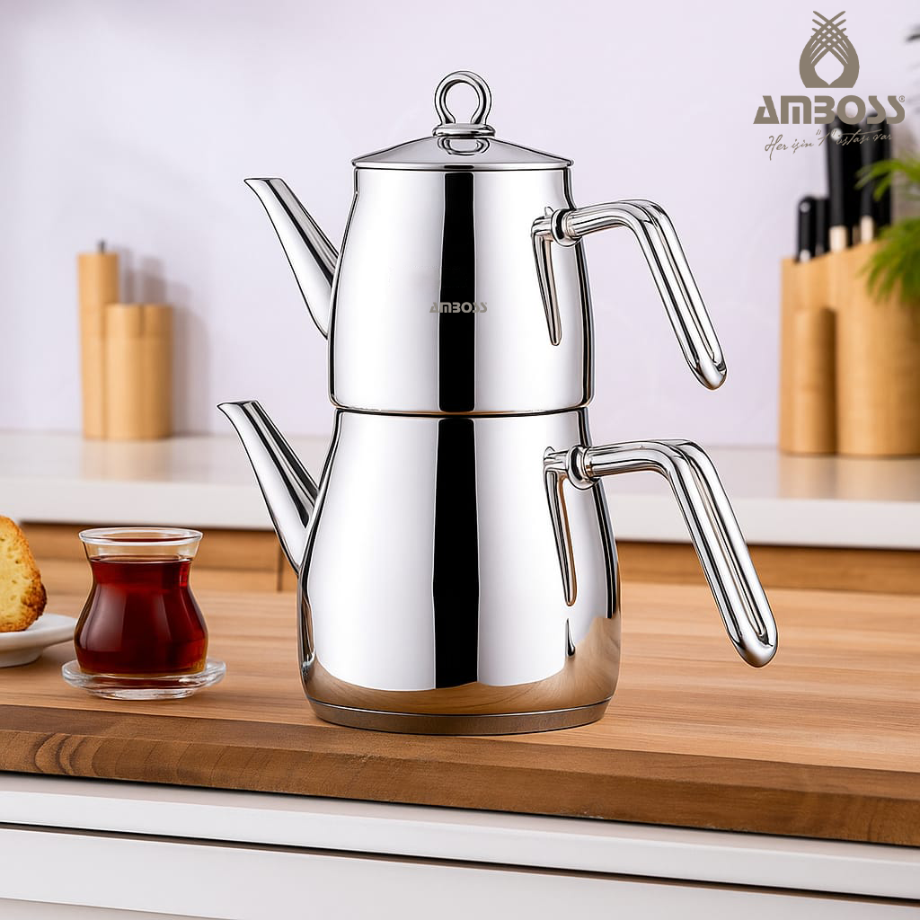 Amboss Steelmax 4 Parça Paslanmaz Çelik Çaydanlık