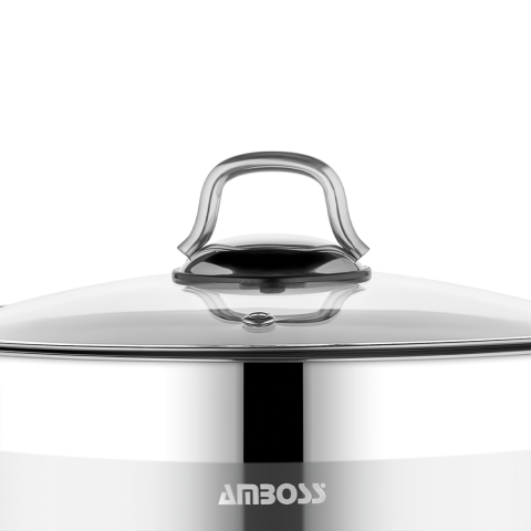 Amboss Saphire Paslanmaz Çelik 32 cm Cam Kapaklı Derin Tencere