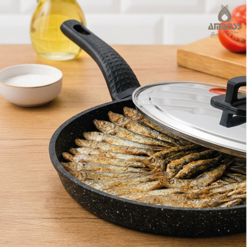 Amboss Döküm Granit Kapaklı Balık Tavası 34 cm