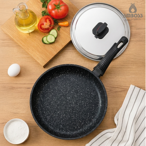 Amboss Döküm Granit Kapaklı Balık Tavası 34 cm