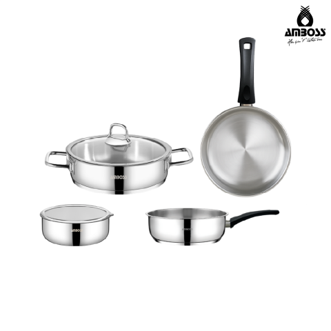 Amboss Master Class 6 Parça Paslanmaz Çelik Tencere Tava Saklama Kabı Seti