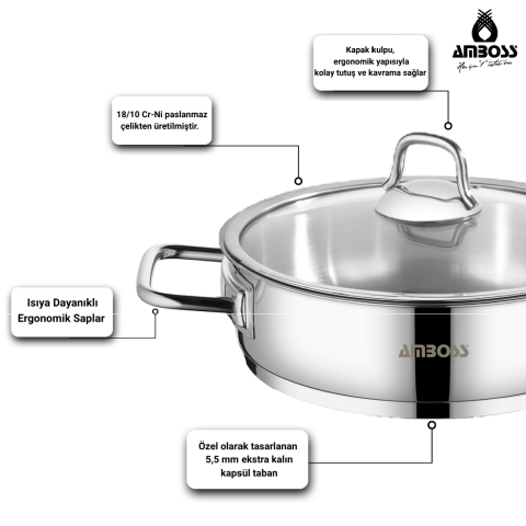 Amboss Master Class 6 Parça Paslanmaz Çelik Tencere Tava Saklama Kabı Seti