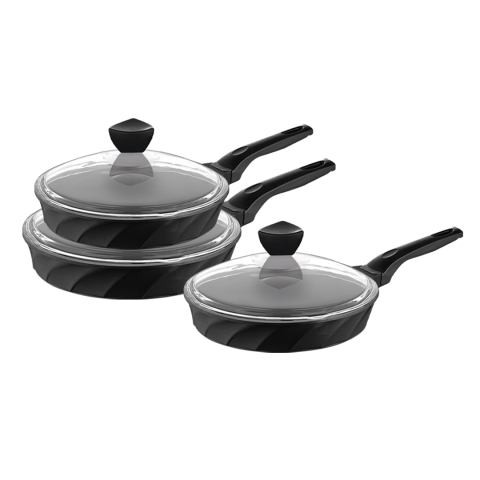 Amboss Vento 6 Parça Döküm Cam Kapaklı Tava 18-22-26 cm