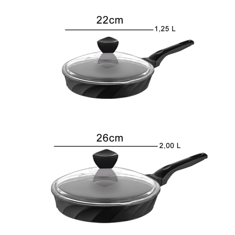 Amboss Vento 4 Parça Döküm Cam Kapaklı Tava 22-26 cm