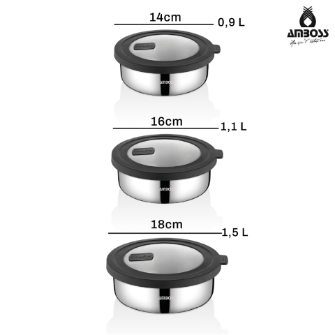 Amboss Nova 6 Parça Paslanmaz Çelik Saklama Kabı 14-16-18 cm