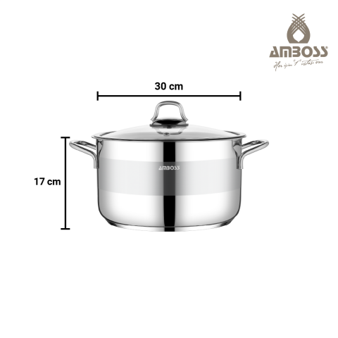 Amboss Asude 6 Parça Paslanmaz Çelik Cam Kapaklı Tencere Seti
