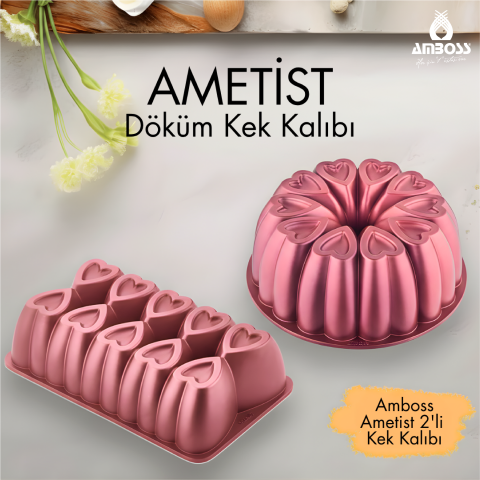 Amboss Ametist 2 Parça Döküm Kek Kalıbı ( Kırmızı )