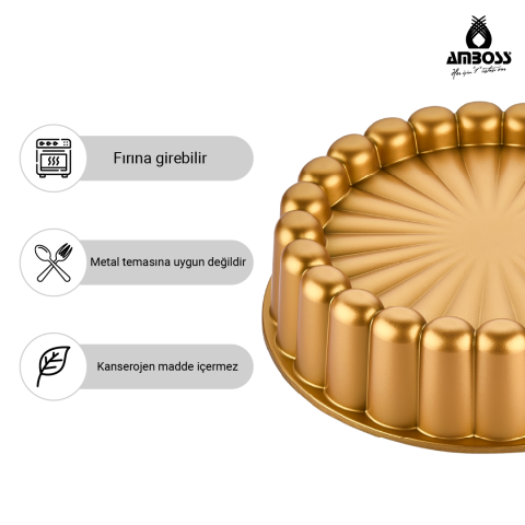 Amboss Ametist 26 cm Döküm Tart Kalıbı ( Gold )