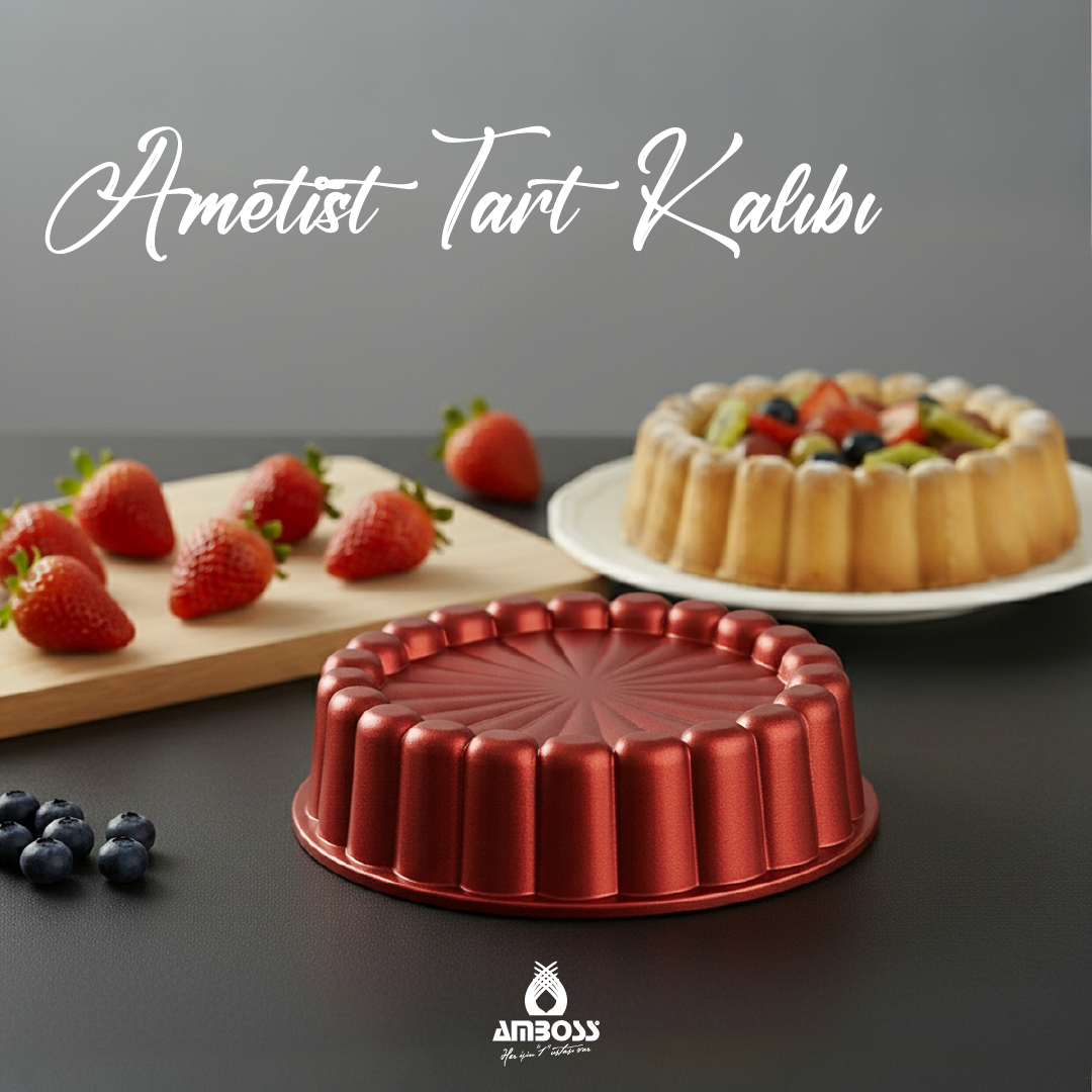 Amboss Ametist 26 cm Döküm Tart Kalıbı ( Kırmızı )