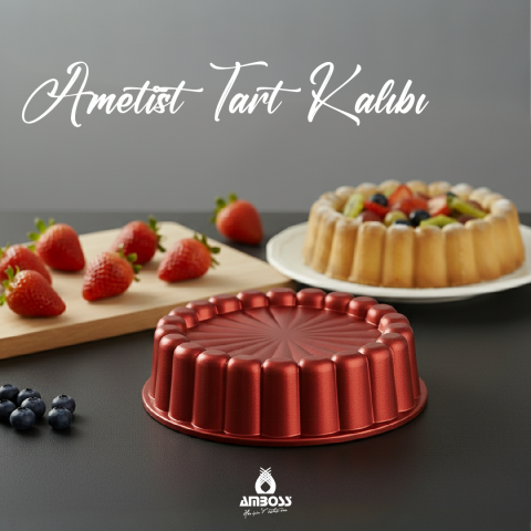 Amboss Ametist 26 cm Döküm Tart Kalıbı ( Kırmızı )