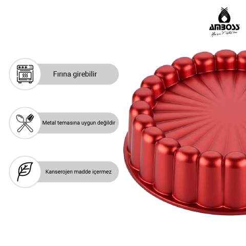 Amboss Ametist 26 cm Döküm Tart Kalıbı ( Kırmızı )