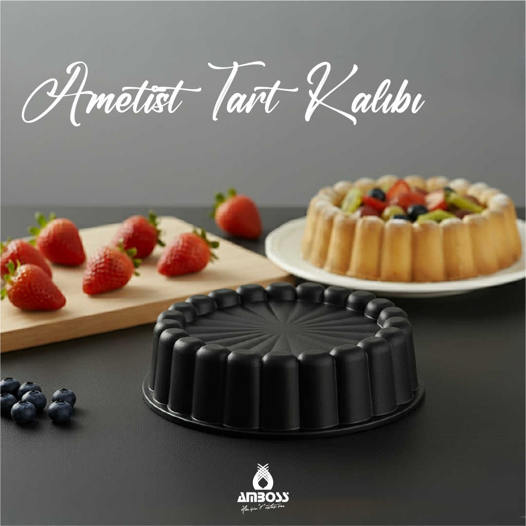 Ametist 26 cm Döküm Tart Kalıbı ( Siyah )
