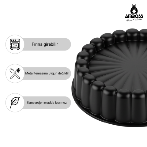 Ametist 26 cm Döküm Tart Kalıbı ( Siyah )
