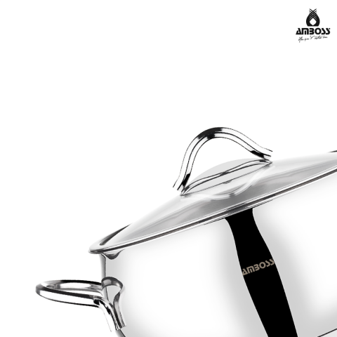 Amboss 10 Parça Big Steel Paslanmaz Çelik Cam Kapaklı Derin Tencere Seti