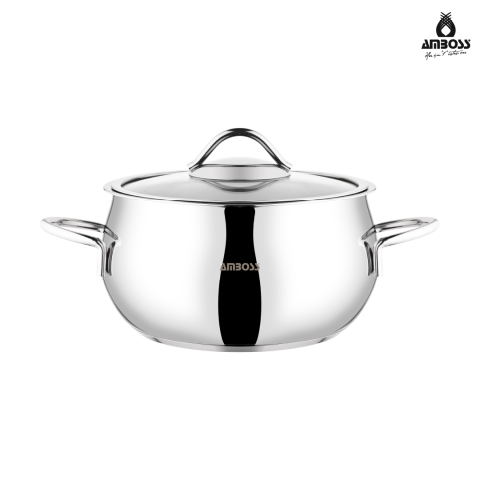 Amboss 10 Parça Big Steel Paslanmaz Çelik Cam Kapaklı Derin Tencere Seti