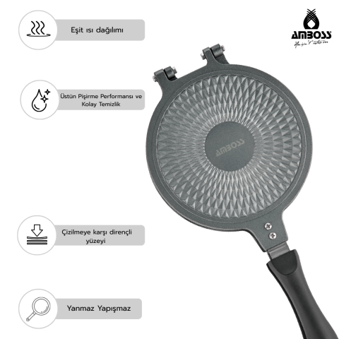 Amboss Kuvars Ocak Üstü Döküm Waffle Tavası 20 cm