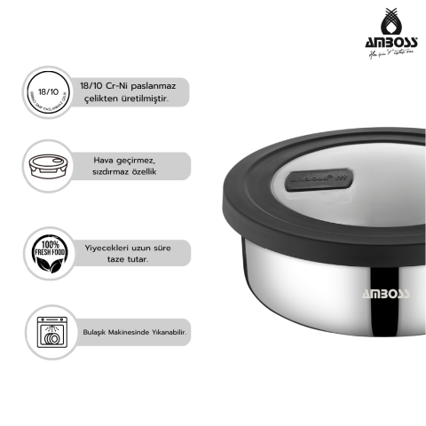 Amboss Nova 2 Parça Paslanmaz Çelik Saklama Kabı 14 cm
