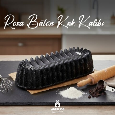 Amboss Rosa Döküm Baton Kek Kalıbı 34x12 cm
