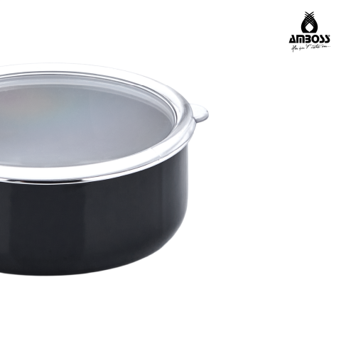 Amboss 6 Parça Crispella 14-16-18 cm Emaye Saklama Kabı Seti – Siyah