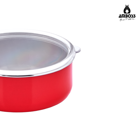 Amboss 6 Parça Crispella 14-16-18 cm Emaye Saklama Kabı Seti – Kırmızı